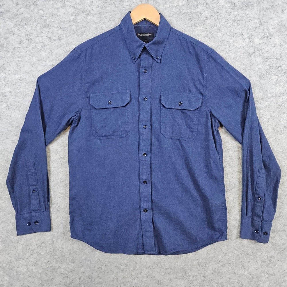 Banana Republic Mens Size S Organic Cotton Standard Fit Blue Button Down Shirt